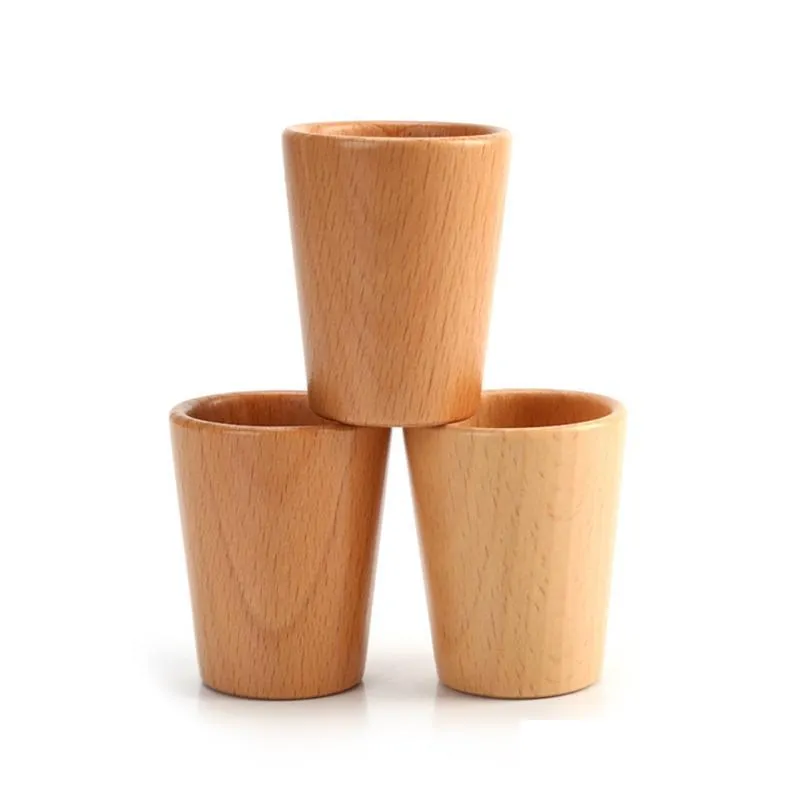 Verres à vin En Verre En Bois Tasses À Saké Japonais Tasse Simple Hêtre Ménage Tasse À Thé Creative Diy Cadeau Drop Delivery Home Garden Dhgarden Dhom3