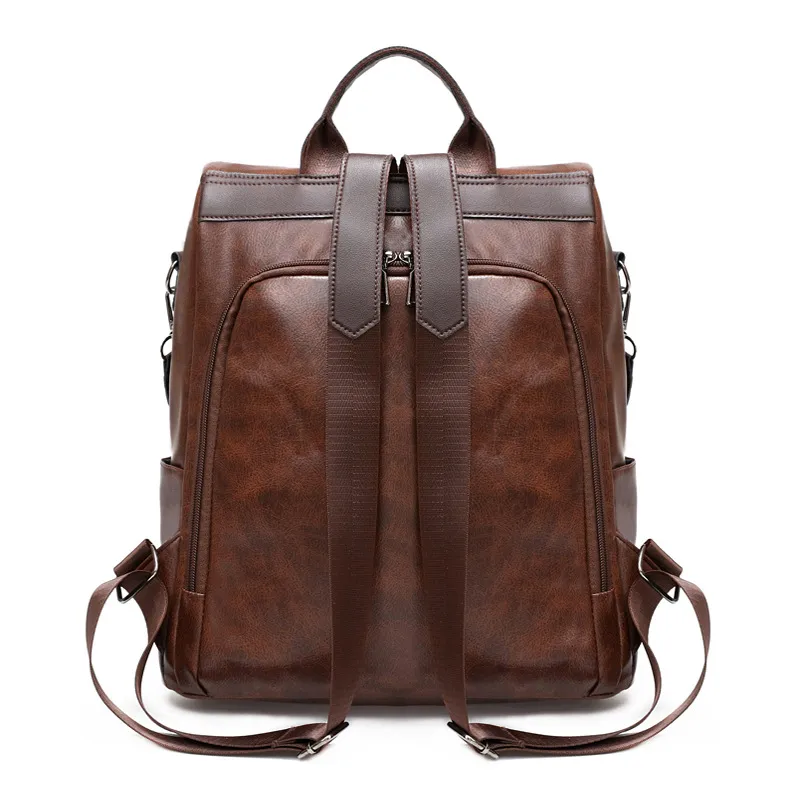 Women's Leather Shoulder Bag, 3 Colors, Multi-Layered Anti-Theft, Student Backpack, Simple Joker, Outdoor Leisure Handbag, Contrast Color Travel Women's Leather Shoulder Bag, 3 Colors, Multi-Layered Anti-Theft, Student Backpack, Simple Joker, Outdoor Leisure Handbag, Contrast Color Travel