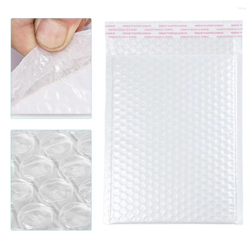 Sacs de rangement 50 Pcs Express Bubble Bag Blanc Auto-scellant Emballage Antichoc Poly Mailer Pe