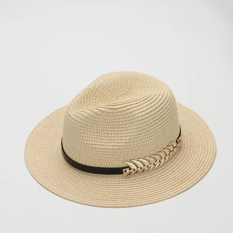 Шляпа шляпы с краями yqyxcy Лето для женщин Золотой листовой цепь панама кепка солнце
