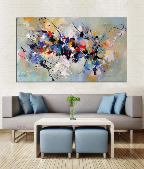 Nova pintura de imagem abstrata pinturas a óleo sobre tela 100handmade colorido lona arte moderna para decoração de parede de casa y2001023889542