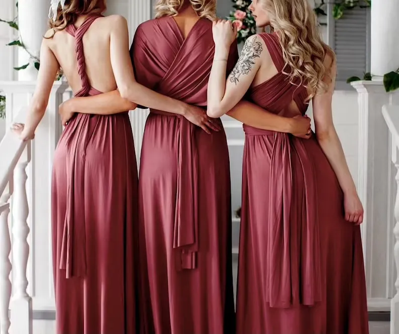 Casual Dresses Rosewood Floor Long Long Maxi Infinity Dress Convertible Formal Wrap Sexy Bridesmaid Dress Evening Dress Wedding Cocktail 230419