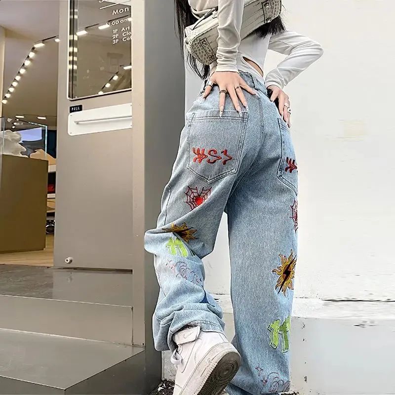 Oversized Graffiti Jeans American Style Hippie Streetwear Denim