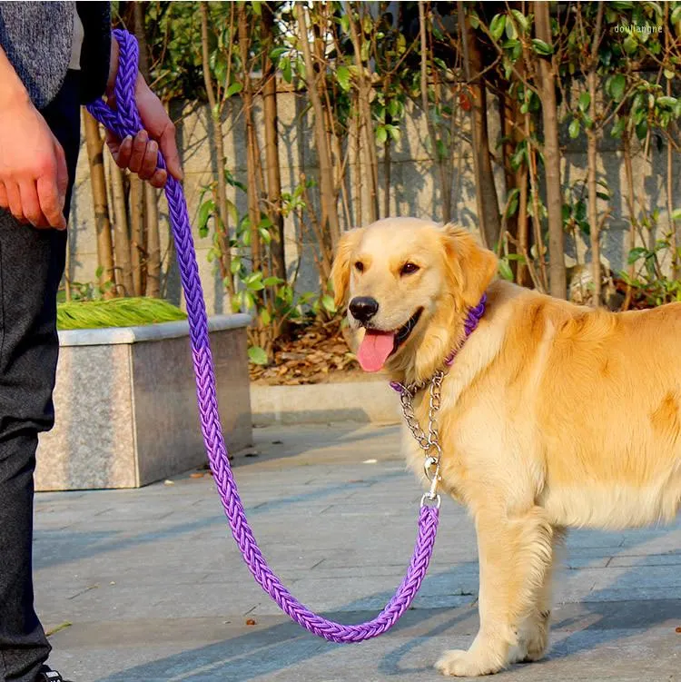 Kołnierze dla psów o długości 1,2 mln Duże ręcznie zwarte smycz nylonowe sznur żelaza klamra Pet Pet Traction dla psów dużych ras DH978