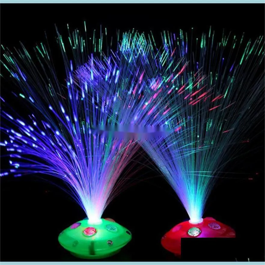 Décorations de fête Décorations Fibre Optique Lampe Lumière Vacances Fibre Optique LED Festive Noël Colorf Clignotant Étoilé Glowing Dhoh2