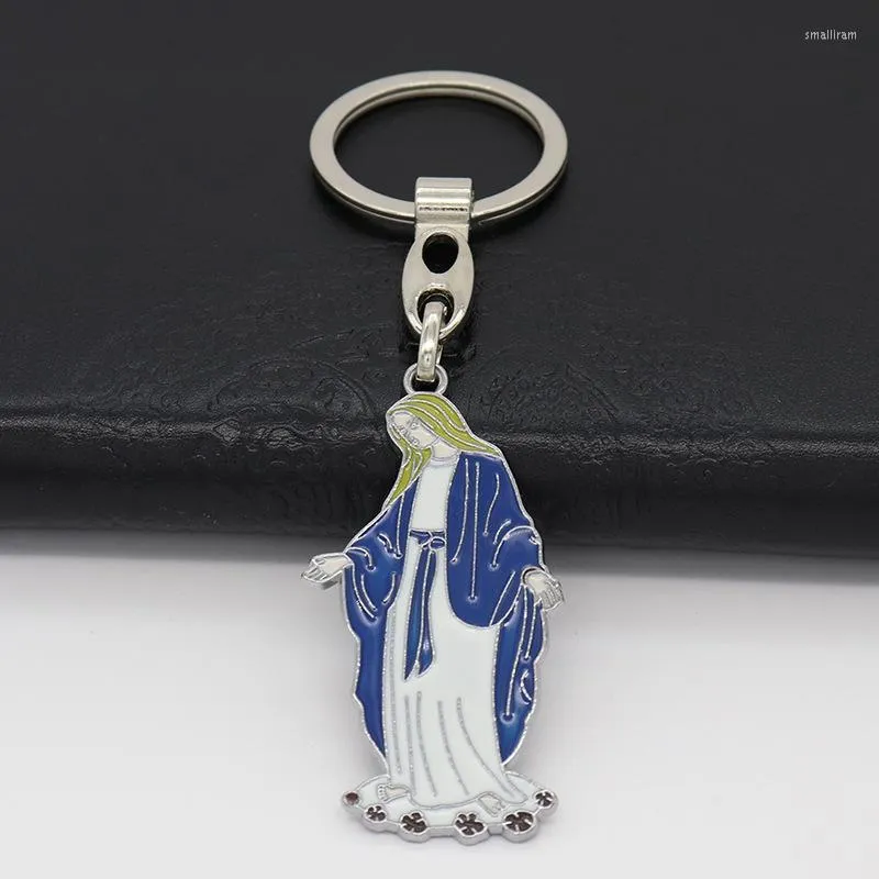 Keychains Enamel Colorful Our Lady Of Guadalupe Keyring Catholic Angel Virgin Mary Pendant Keychain Ornament Blessing Baptized Jewelry