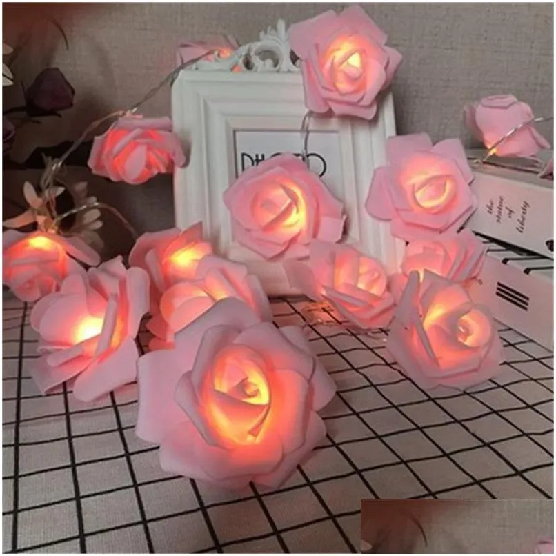 Decorazione per feste Luci colorate a LED Forniture di fiori di rosa Strumenti di illuminazione leggera Stringhe Donna Uomo Lampada da appendere Accessori moda per la casa V Dhalo