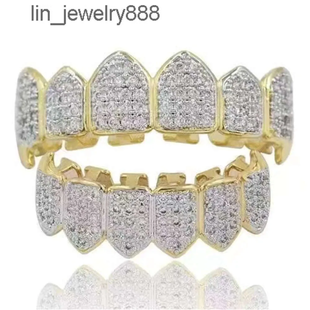 Bereal smycken 18k guldpläterad moissanite tänder grillz osynlig med prinsessan klippt 925 silver vvs anpassade hiphop isade ut hängslen