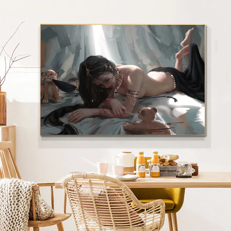 Mode belle fille nue toile peinture moderne nordique femme affiches et impressions mur Art photo pour chambre décor à la maison