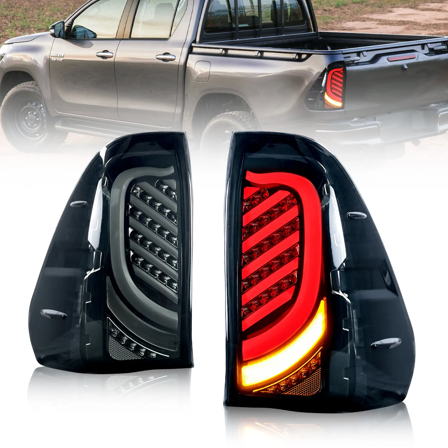 LED Sequential Rear Taillights For Toyota Hilux 20 21 With Turn Signal