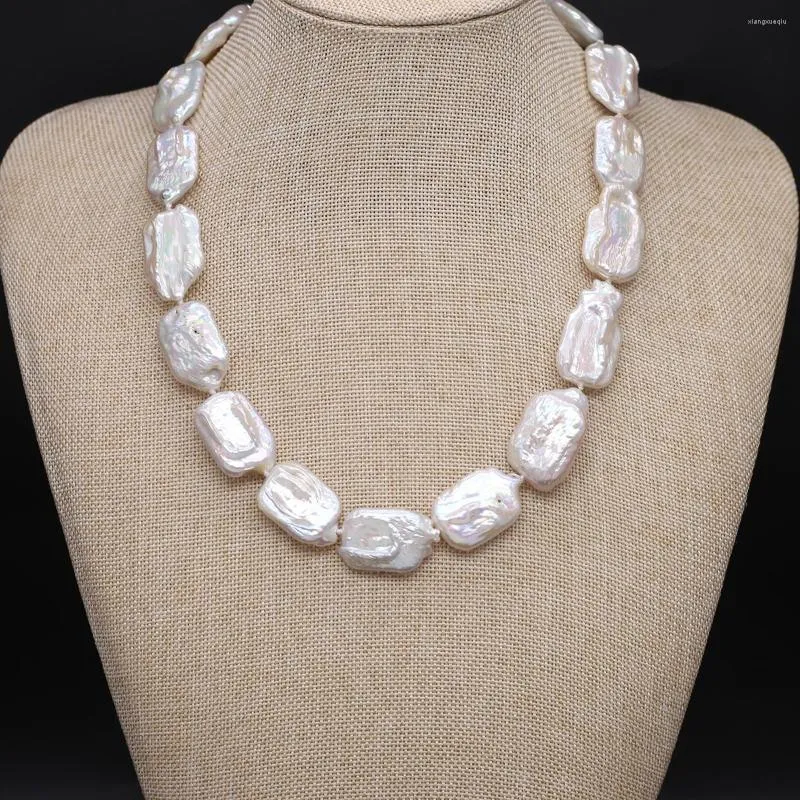 Catene Natural Acqua dolce Collana perle quadrate lamiera piatta perle15x20mm-15x25mm affascinante regalo di nozze elegante per donne