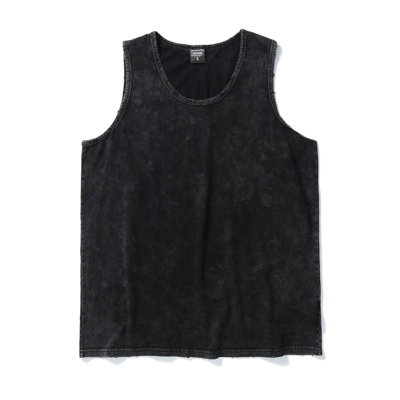 Mens Tank Tops High Street Black Washed Distressed Vest Men Summer Fashion Thin Perforated Solid Color Sleeveless Bottom Shirt Baggy 230419