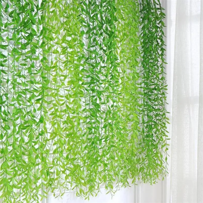 10pcs Planta Artificial Plants Tropical Willow Leaf Leaves Hangging Vine For Diy Weding Decoration Garden Home Decor Accessories P9719040