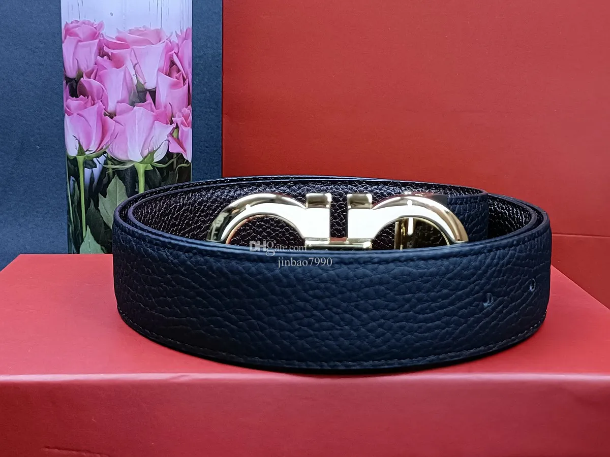 Men s and Women s Classic Solid Color Genuine Leather Gold Letter Designer Luxury Belt with Vintage Pin Needle Buckle for Casual Fashion with Box