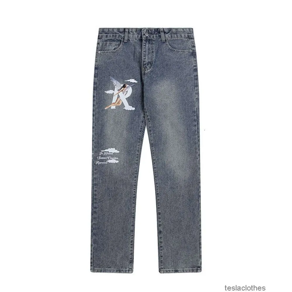 Designer Jeans Fashion Casual Denim Pants Represents Casual Denim Pants Men's Sports Casual Pants High Street Washed Old Loose Straight Leg Pants