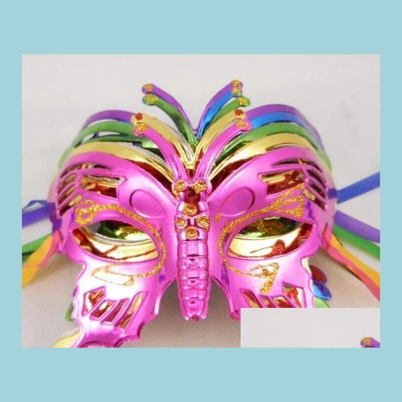 Party Masks New Halloween Mask Children Masquerade Coloured Ding Or Pattern Plating Butterfly Princess Drop Delivery Home Garden Fes Dhwum