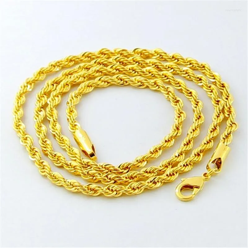 Chaînes Hip Hop 24K Or Collier 3MM Corde Torsadée Torsion Galvanoplastie Pour Hommes Femmes Bijoux De Mariage Cadeaux