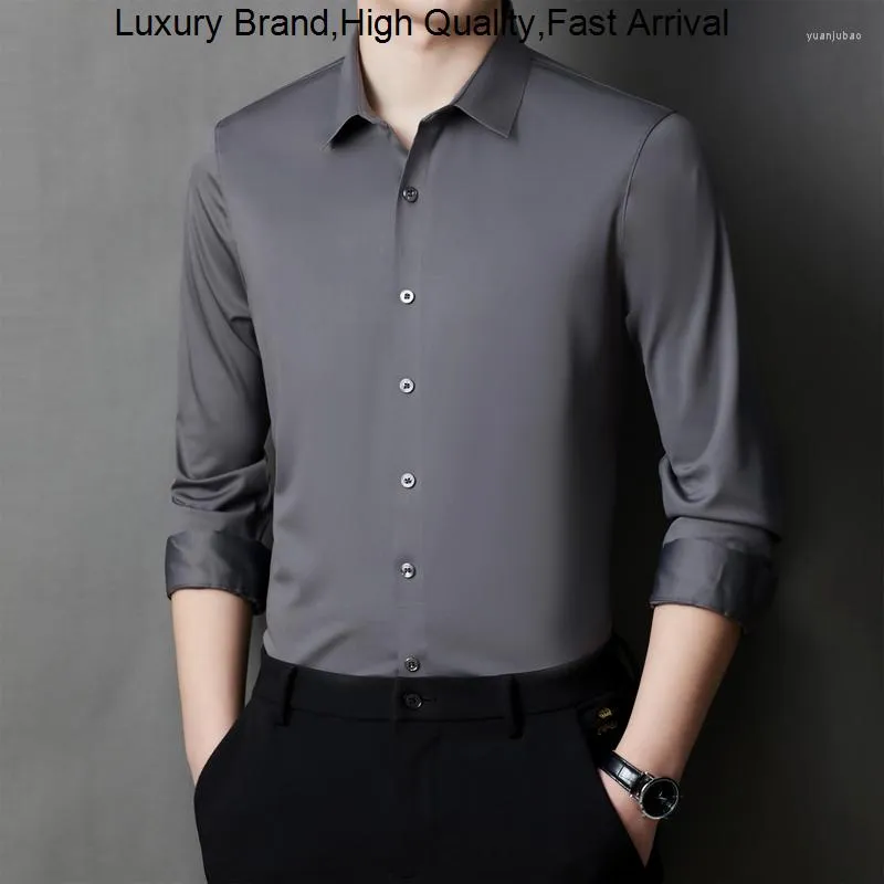 Men's Casual Shirts Spring Business Korean Version Slim Men's Bamboo Fiber Non-iron Clothing Male