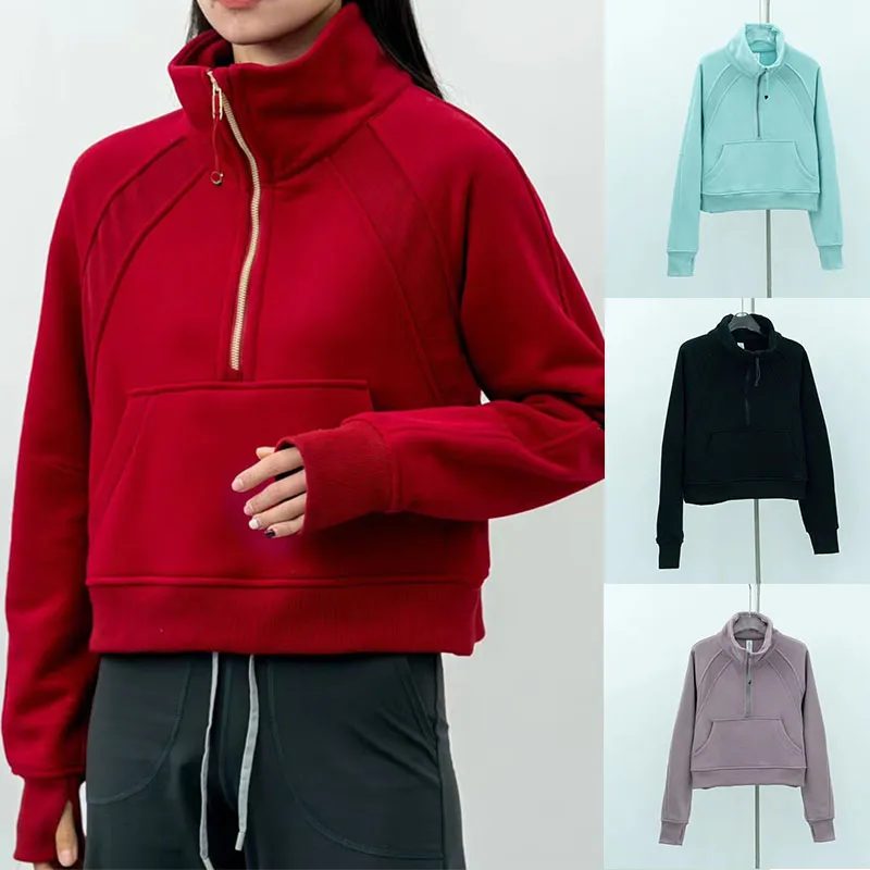 LU-99 Yoga slitage perfekt överdimensionerad höst vinter kvinnors plysch tröja sport huva runda hals långa ärmar yoga outfit tracksuit hoodies