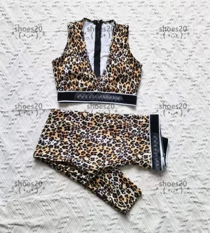 Retro leopardo yoga outfits secagem rápida esportes colete calças de luxo roupas montagem leggings elásticos das mulheres treino roupas esportivas designer6996519