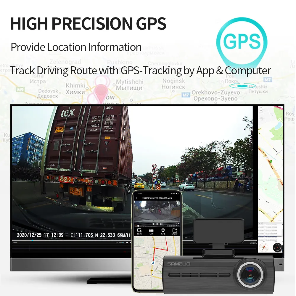 U750 Dash Cam Car DVR 4K Widok z tyłu GPS WIFI aplikacja wideo rejestrator odwrotnego 24h Monitor parkingowy