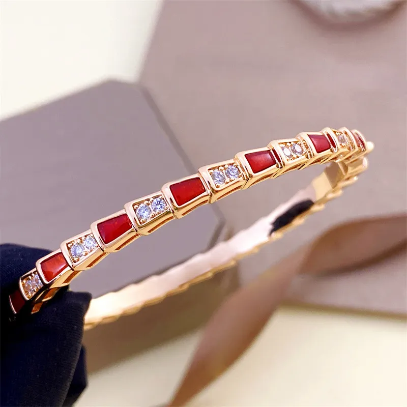 Bracelet de créateur bracelet bracelet bijoux de luxe femme 18 carats or rose argent rouge vert agate serpent bracelets de diamant bijoux designers fille dame cadeau d'anniversaire paty