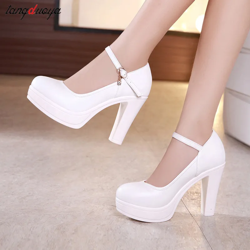 Business Formal Shoes Female White Fashion Stiletto Heel Womens Shoes  Classic Comfortable Pumps Belt Buckle Office Shoes Casual Elegant Chunky  High Heels 230419 From Qiyuan09, $17.01