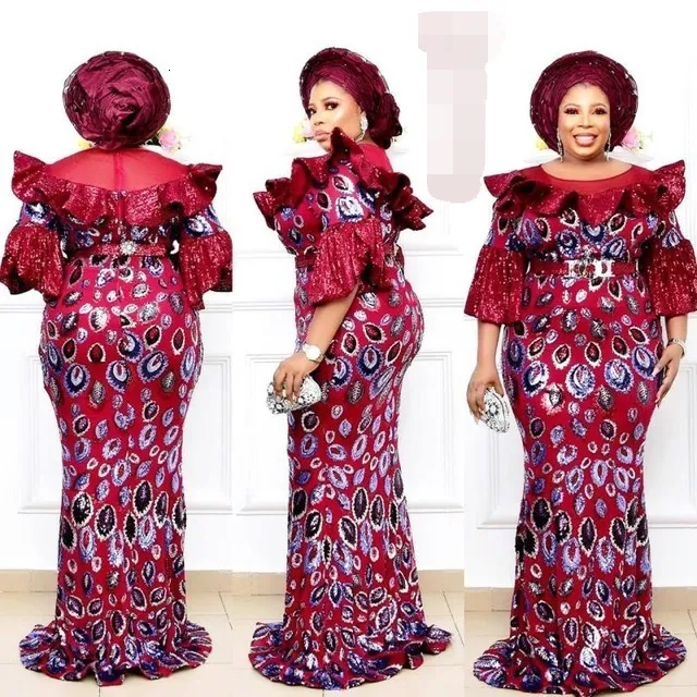 DHgate Plus Size Dashiki Ankara Sequin Evening Gowns Stunning Ethnic African Party Dresses for Women Apparel