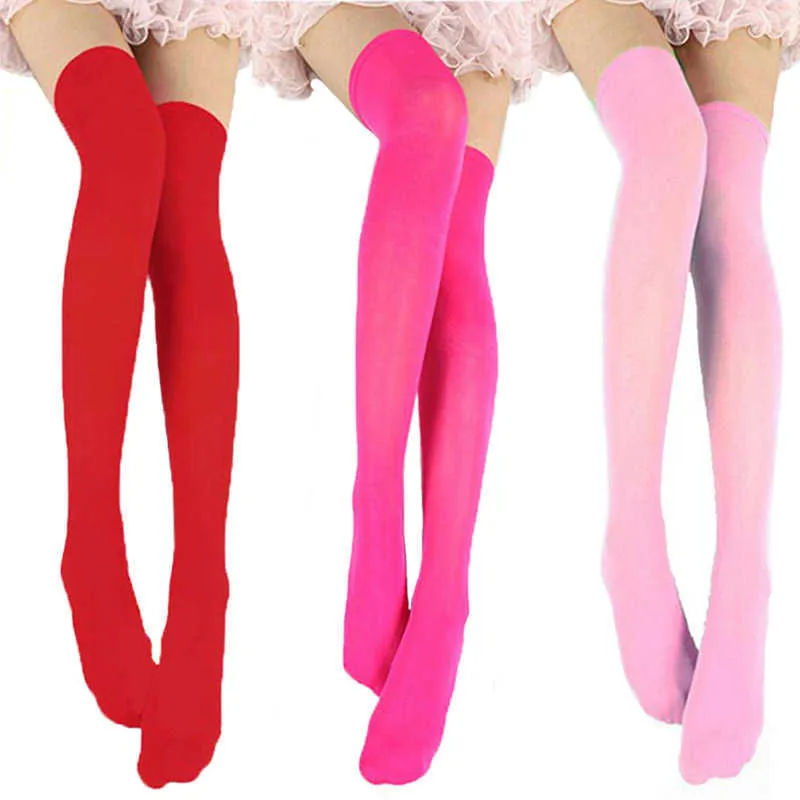 5 PC chaussettes bonneterie couleur bonbon cuisse haute bas Sexy Cosplay femmes chaud bas discothèque élastique médias pour Sexy Lingerie Z0419