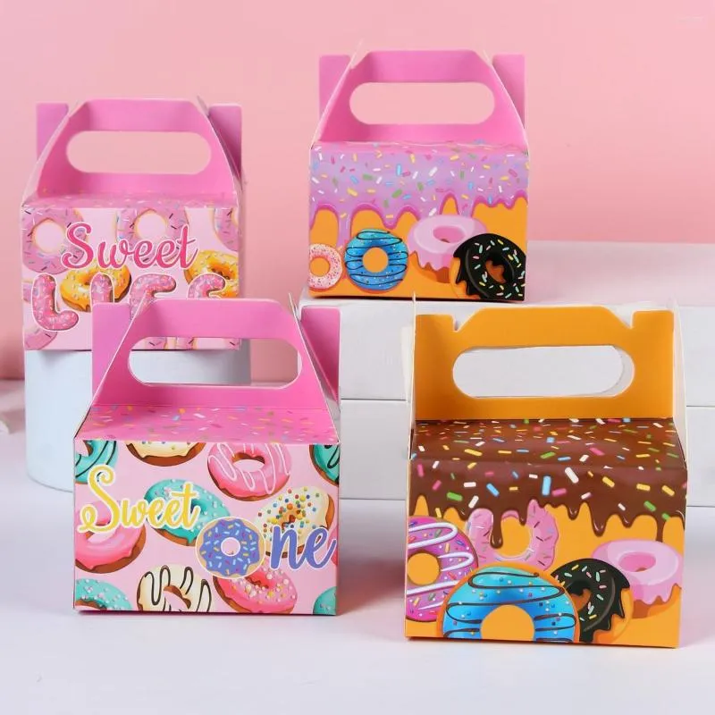 Подарочная упаковка 4pcs Donuts Boxes Cookie Candy Candy Упаковка бумажные пакеты детские поставки день рождения поставки Donut Sweald Wedding