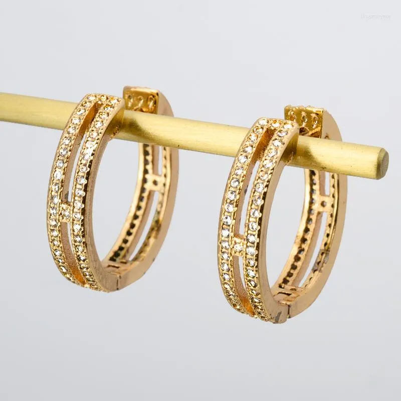 Hoop Earrings Diana Baby Jewelry Huggie Cubic Zircon Round Ear Stud Gold Plated Copper Classic Jewellery Party Daily Accessories