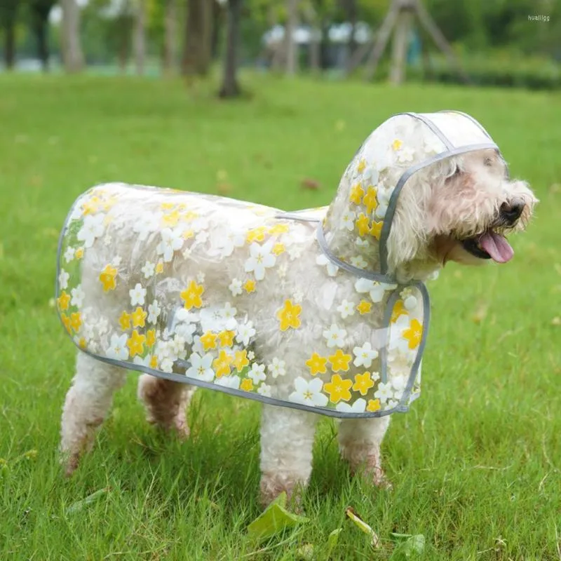 Ropa para perros Moda Chaqueta de lluvia para mascotas Resistente al desgaste Patrón de flores elegante Impermeable transparente Herramienta para días lluviosos