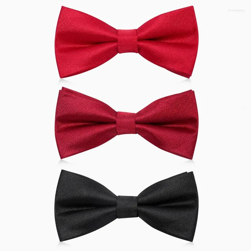 Bow Ties Marka Yüksek Kaliteli Bowtie Erkekler için Moda Resmi Damat Düğün Partisi Kelebek Kravat İki Katman Hediye Kutusu Şarap Kırmızı Siyah