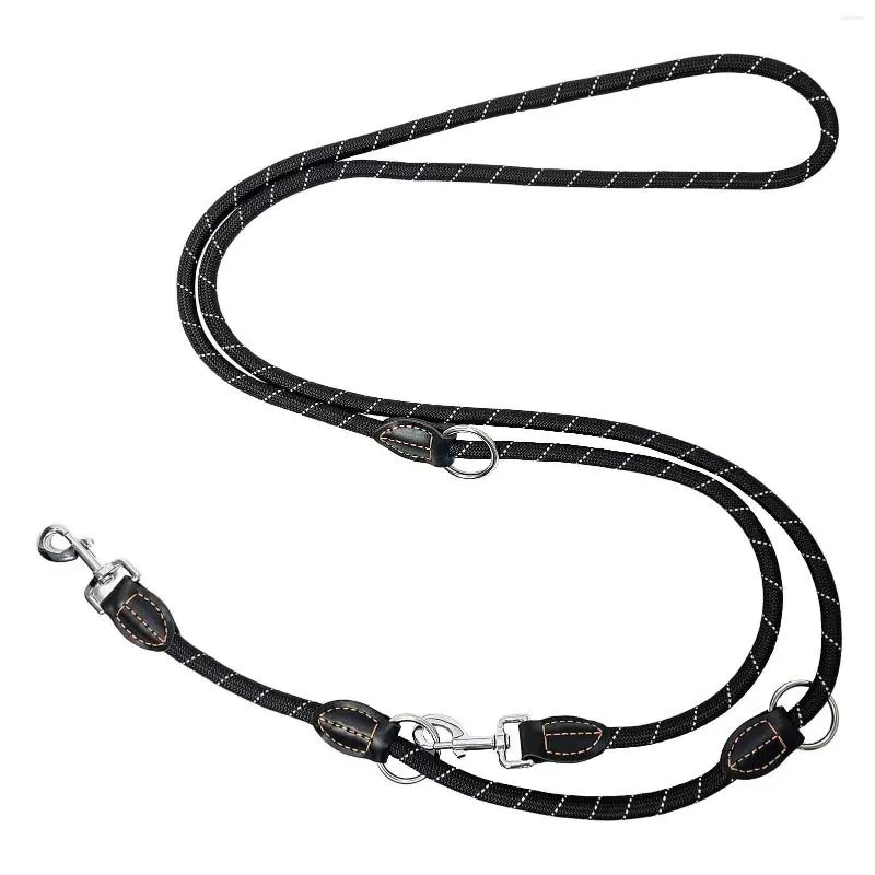 Hondenkragen Nylon Touwen Pet Accessoires Dubbele kop één slepen Twee buitentraining met Carabiners verstelbare leiband reflecterende handsfree