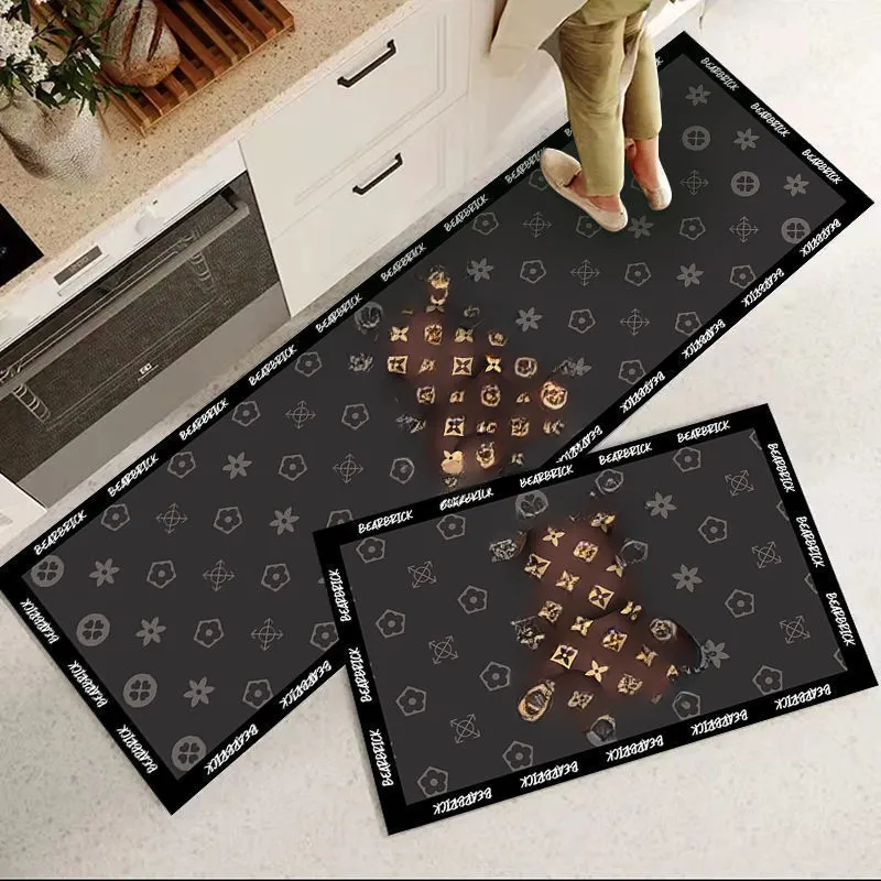 Soft Thickened Kitchen Floor Mat, Grey Non-slip Oil-proof Floor