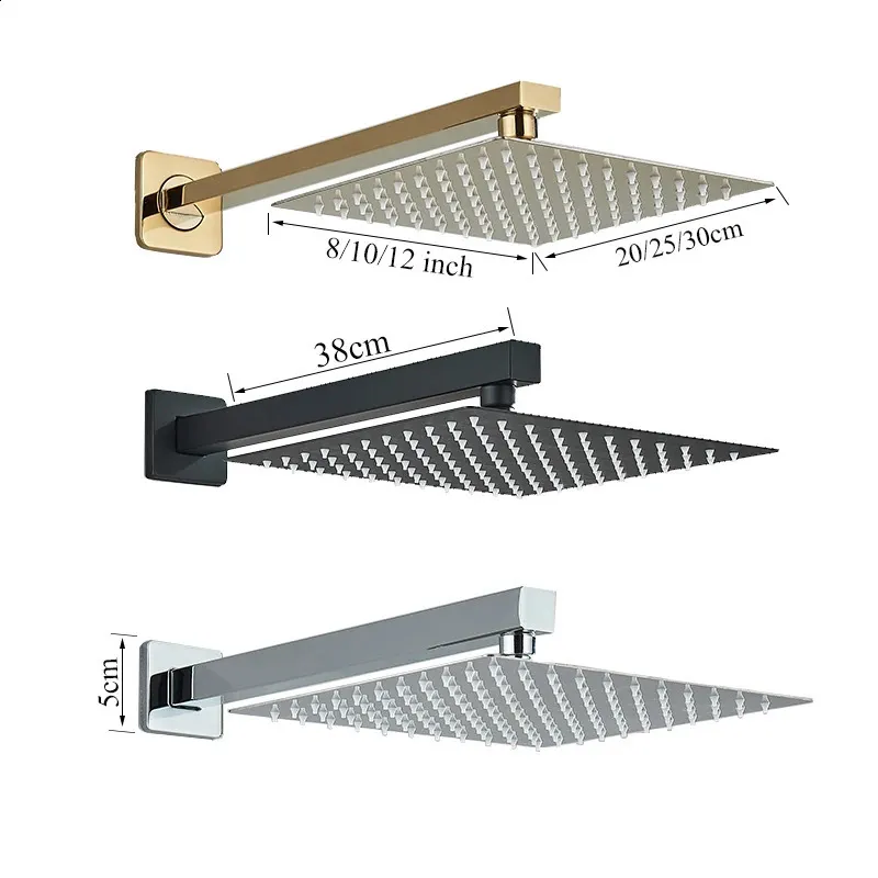 Cabeças de chuveiro do banheiro cabeça de bronze 8 10 12 polegadas torneira escondida no sistema de instalação da parede torneiras de chuva misturador frio guindaste 231118