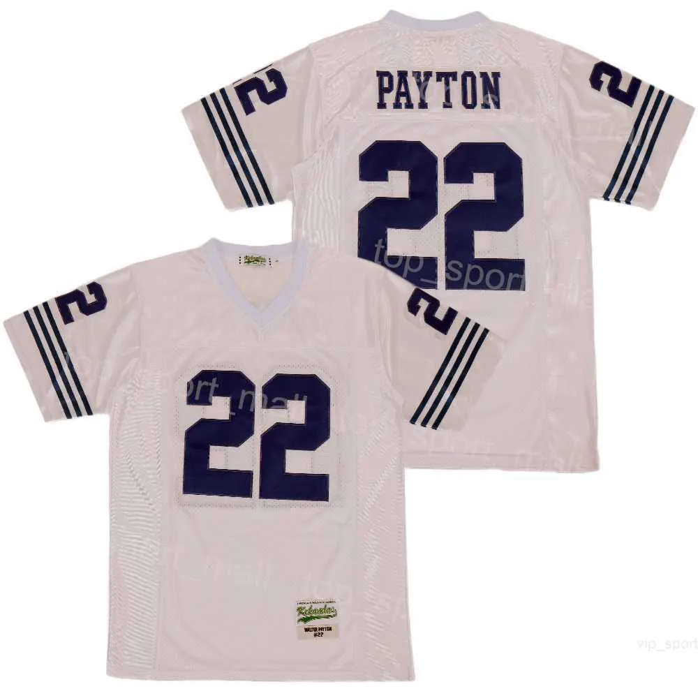 High School Football 22 Walter Payton Jerseys Jackson State University All Ed Team Away White Pure Cotton Breathable Moive Pullover College Vintage Mans