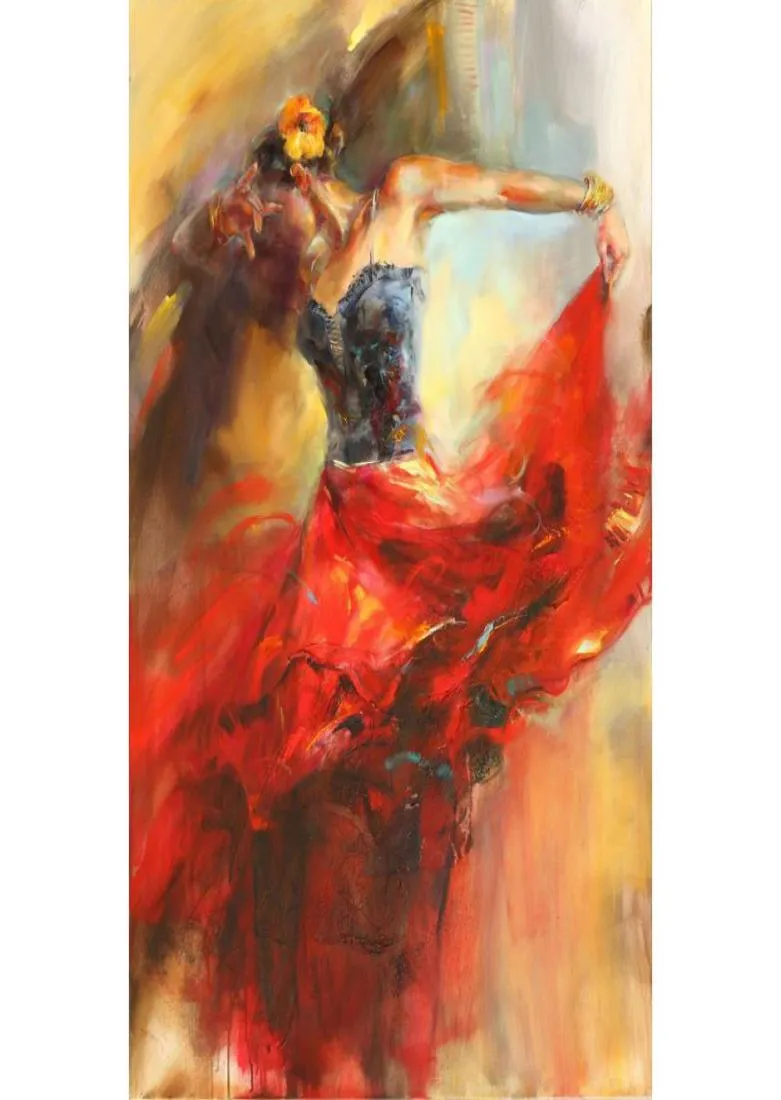 Flamenco dansare målningar dansar i skönhet spansk konst handmålad kvinna oljemålning3796979