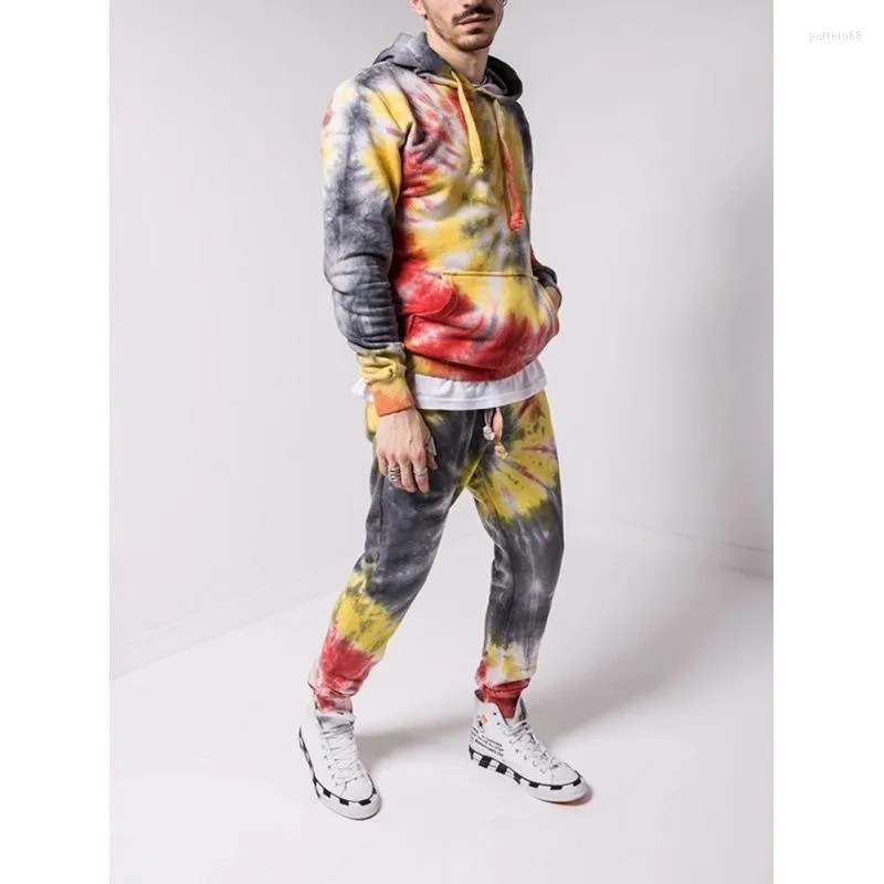 Men's Tracksuits 3 D Digital Printing To Dye The Gradient Europe And United States Men's Fleece Suit For Foreign Trade