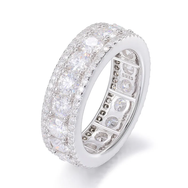 S925 Sterling Silber Mosang Stein Ring Exquisite Kreis Mosang Ring männer und Frauen Hand Ornament Ring Schmuck