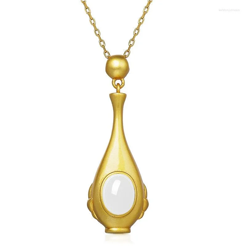 Pendentif Colliers Mengyi Bohême Vintage Charm Vase Collier d'or Incrusté Opale Femmes 9 2 5 Bijoux De Mariage En Gros Cadeau