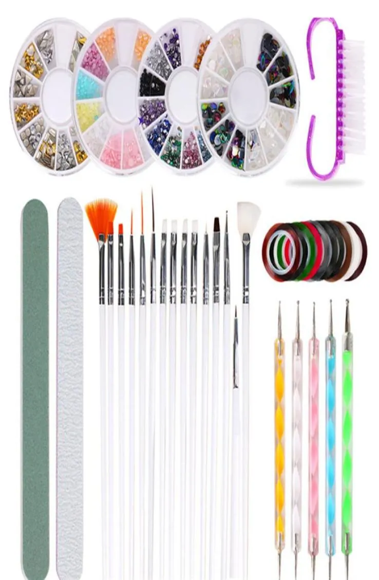 10pcs Nail Art Brush Set Acrylic UV Gel Nail Polish Painting Drawing Brushes Sequins Dotting Pen Kit Manicure Clean Brush Tool4966364