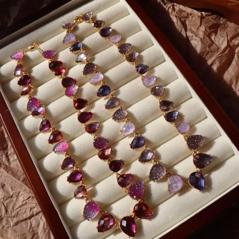 Girocollo gioielli vintage vetro cristallo austriaco collana placcata oro per le donne