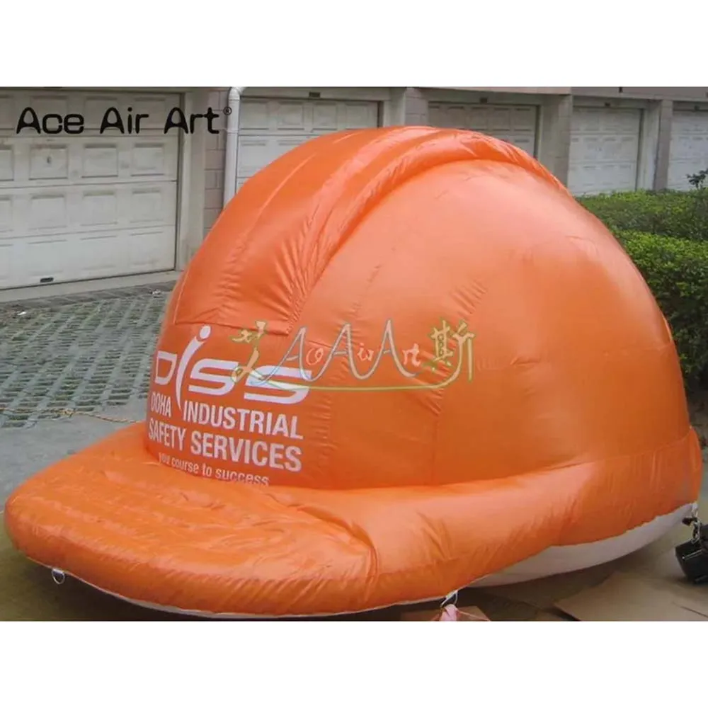 Jätteuppblåsbar arbetshattmodell hårda hattar utomhusreklam eller dekorativ hjälm med personliga konstverk gjorda av Ace Air Art