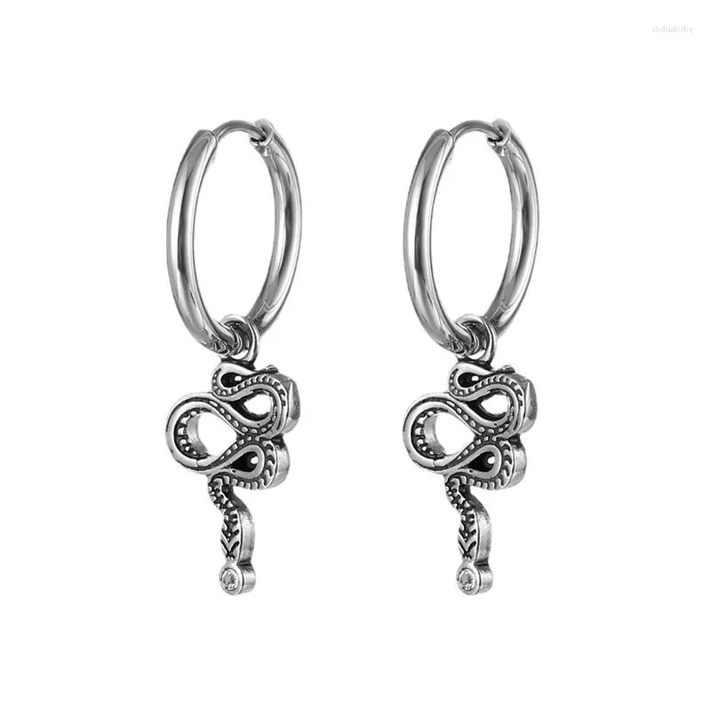 Pendientes de aro 1 Uds. De acero inoxidable 316L, moda Punk, Hip Hop, serpiente para mujeres y hombres, regalos de joyería de estilo fiesta E689