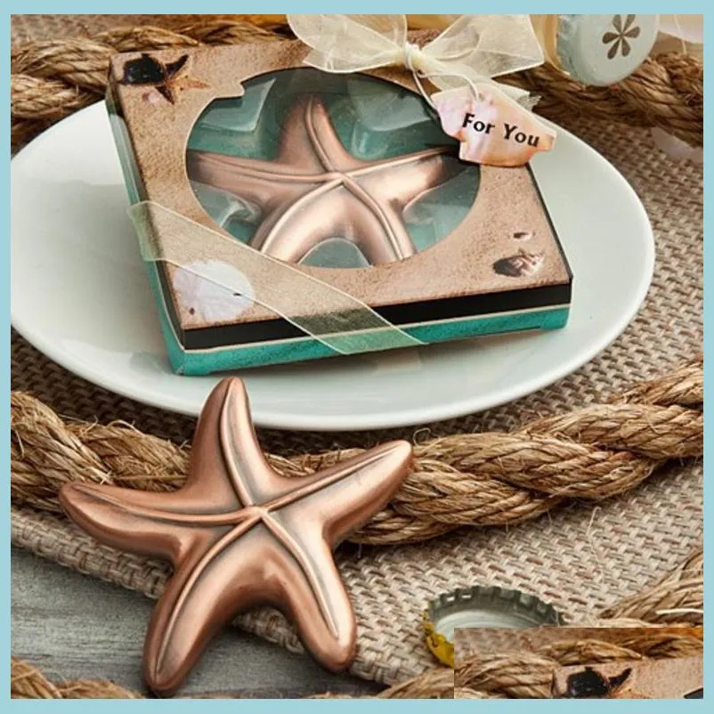 Party Favor Avion Vintage Étoile de mer Ouvre-bouteille Douche nuptiale Plage tropicale hawaïenne Océan Thème Sac Filler Favors Dro Dhhob