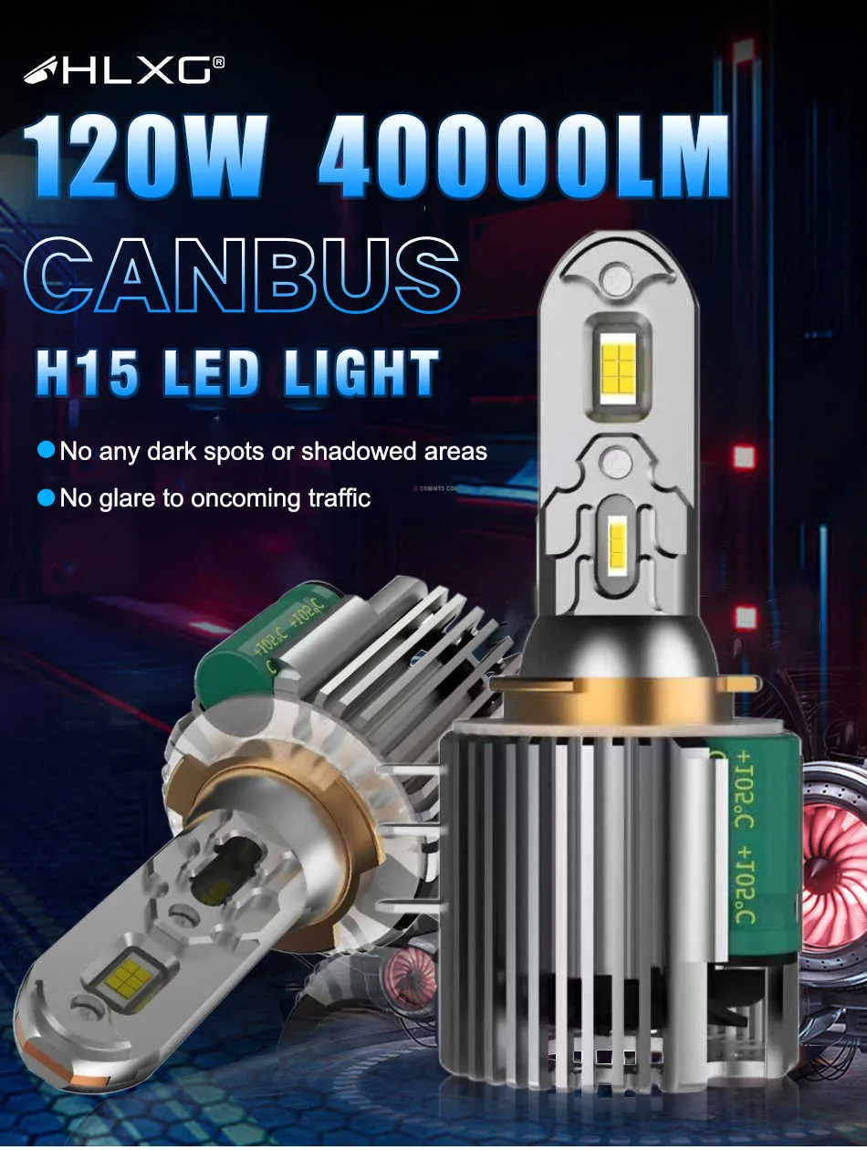 H15 LED Headlights bulbs Premium Kit - Pure White Lighting - Free
