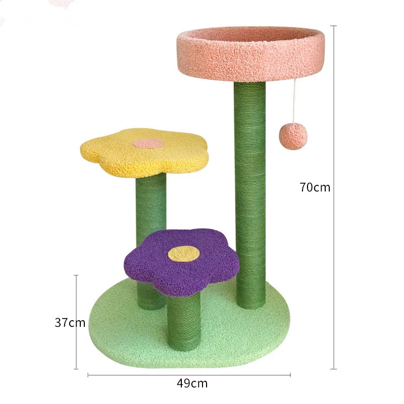 Kuranda Cat Tower Lambs Wool Tree Tower Sword Rope Scratch Board Post Spacious Condo Cozy