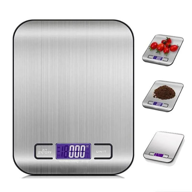 Balances domestiques 5000G / 1G LED électronique cuisine numérique Mini multifonction alimentaire en acier inoxydable LCD précision bijoux balance W Dhgarden Dhusk