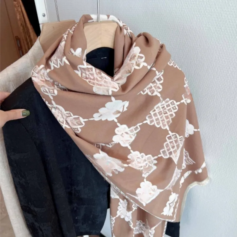 Cashmere Scarfs Designer Scarf For Woman Scarf Designer Orange Shawl Luxury Fashion Double Sid Sid Sid H ll varma L ngt m ngsidiga sjalar Luxe